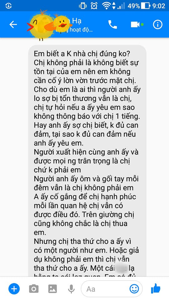 Chẳng một lời mắng mỏ, tin nhắn vợ gửi bồ nhí của chồng vẫn khiến cô ả hóa điên, dân tình khen cao tay - Ảnh 1. Chẳng một lời mắng mỏ, tin nhắn vợ gửi bồ nhí của chồng vẫn khiến cô ả hóa điên, dân tình khen cao tay-1