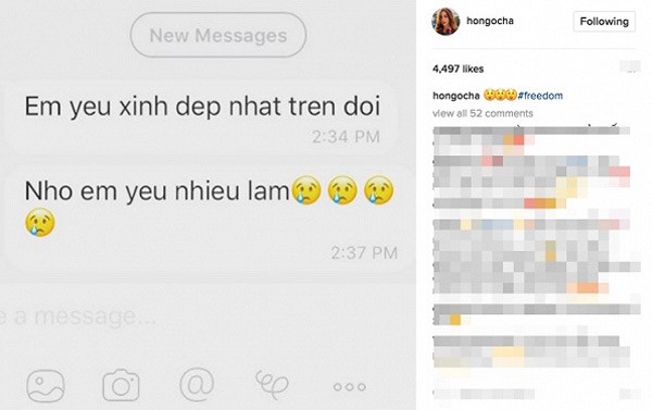 Hồ Ngọc Hà khoe tin nhắn riêng tư với bạn trai