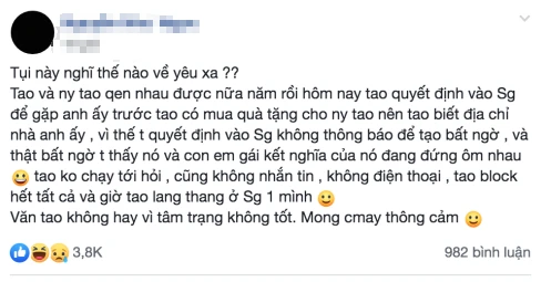 Bí mật vào TP.HCM thăm bạn trai, cô gái chết điếng khi thấy người này sống cùng nhà