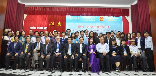 Hội thảo khoa học quốc tế thu hút gần 200 nhà khoa học, cán bộ quản lý, nhà thực hành nghề Công tác xã hội trong nước và nước ngoài tham dự. 