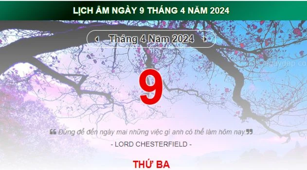 Lịch âm hôm nay - Xem lịch âm ngày 9/4