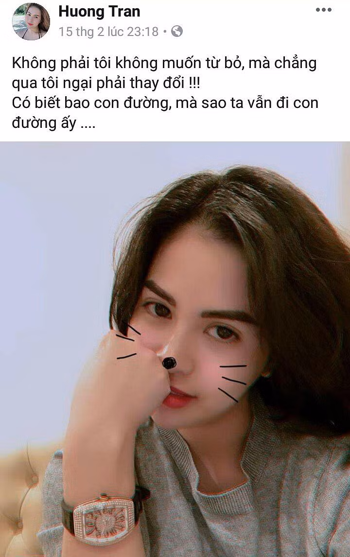 Trước đó, Trần Hương đăng tải rất nhiều status tâm trạng. 