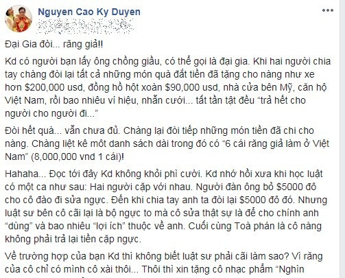 MC Kỳ Duyên bất ngờ kể chuyện đại gia chia tay đòi quà ảnh 2 Bài viết hài hước nhưng không kém phần sâu sắc của nữ MC hải ngoại đáng để nhiều chị em suy ngẫm