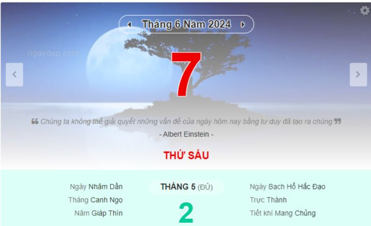 Lịch âm hôm nay - Xem lịch âm ngày 7/6