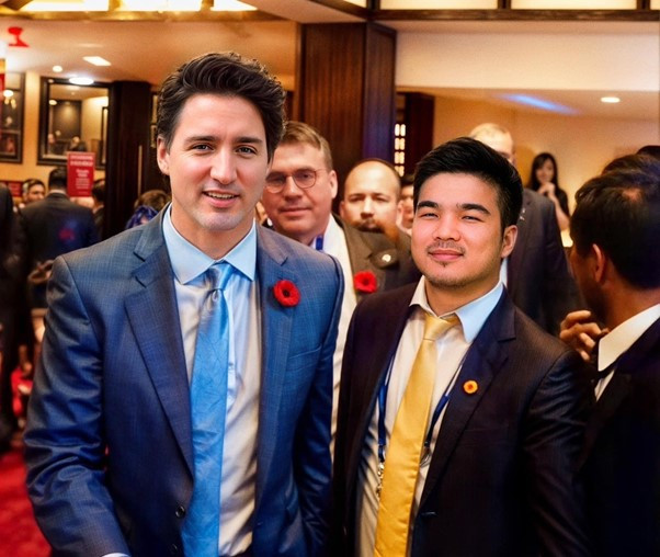 Ông Mai Vũ Minh và ông Justin Trudeau, Thủ tướng Canada.
