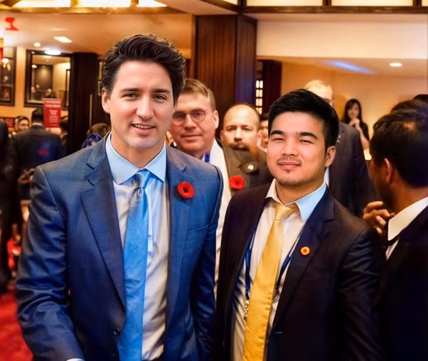 Ông Mai Vũ Minh và ông Justin Trudeau, Thủ tướng Canada.