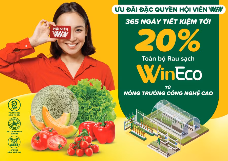 Ưu đãi giảm 20% cho Hội viên WIN khi mua rau WinEco tại WinMart Ưu đãi giảm 20% cho Hội viên WIN khi mua rau WinEco tại WinMart