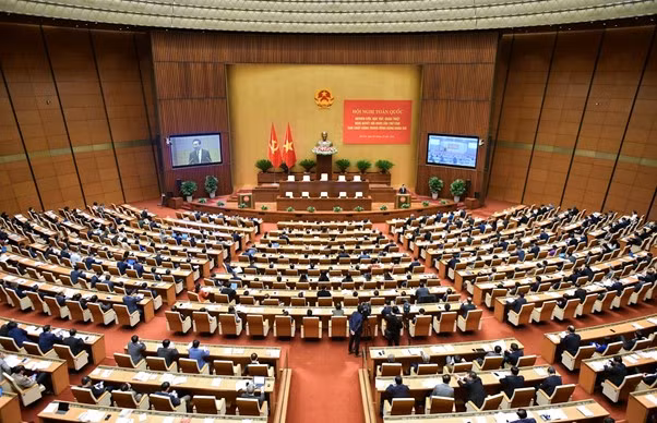 Toàn cảnh Hội nghị toàn quốc nghiên cứu, học tập, quán triệt Nghị quyết Hội nghị lần thứ Tám, Ban Chấp hành Trung ương Đảng khóa XIII tại điểm cầu Nhà Quốc hội.