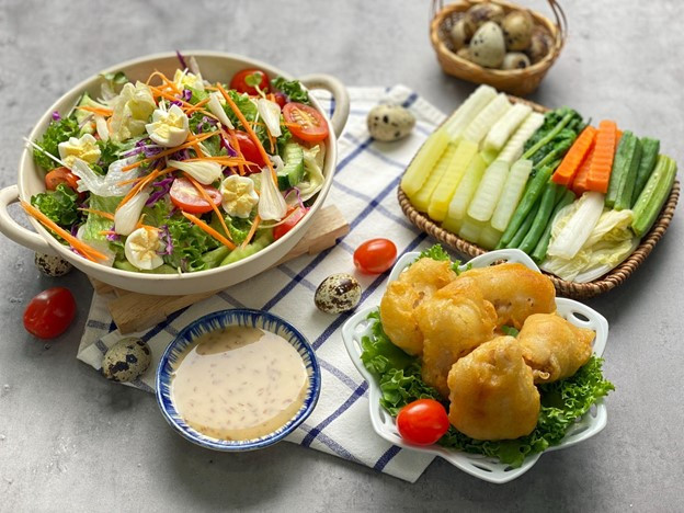 Salad bốn mùa và Rau củ luộc trở nên hấp dẫn hơn khi kết hợp cùng Xốt mè rang “Aij-Xốt” Salad bốn mùa và Rau củ luộc trở nên hấp dẫn hơn khi kết hợp cùng Xốt mè rang “Aij-Xốt”