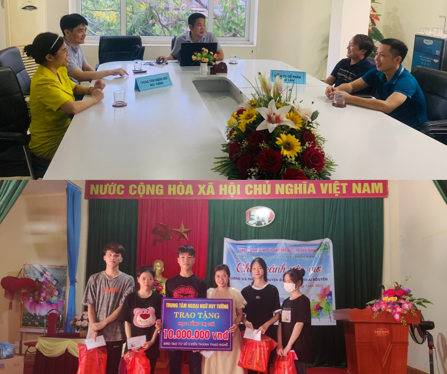 Ngoại ngữ Huy Tường đã trao các phần quà và học bổng tới các em học sinh.