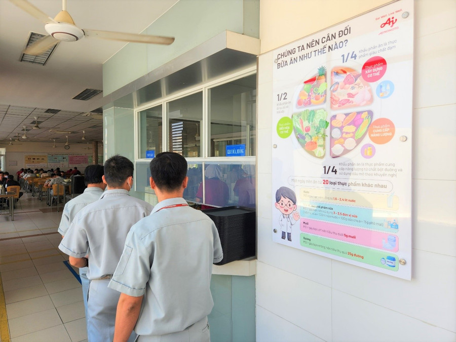 Poster giáo dục kiến thức dinh dưỡng cân đối bữa ăn tại Công ty Ajinomoto Việt Nam