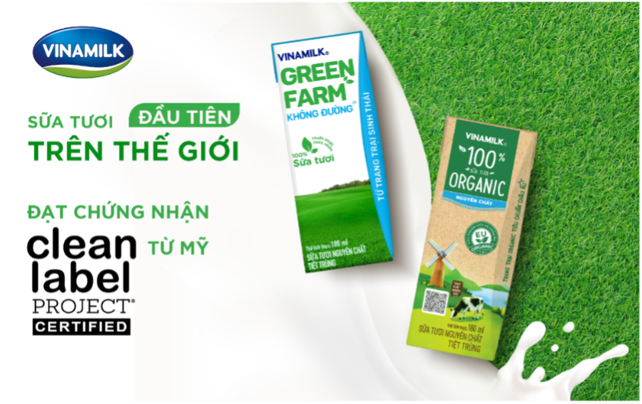 Sữa tươi Vinamilk Green Farm &amp; Vinamilk Organic đạt chứng nhận của tổ chức Clean Label Project từ Mỹ.