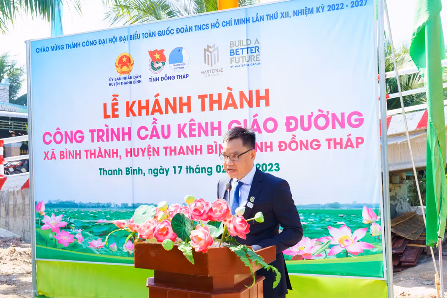 Đại diện Masterise Group, ông Võ Trí Anh - Phó Tổng Giám đốc kiêm Giám đốc Khối Dự án phát biểu tại lễ khánh thành