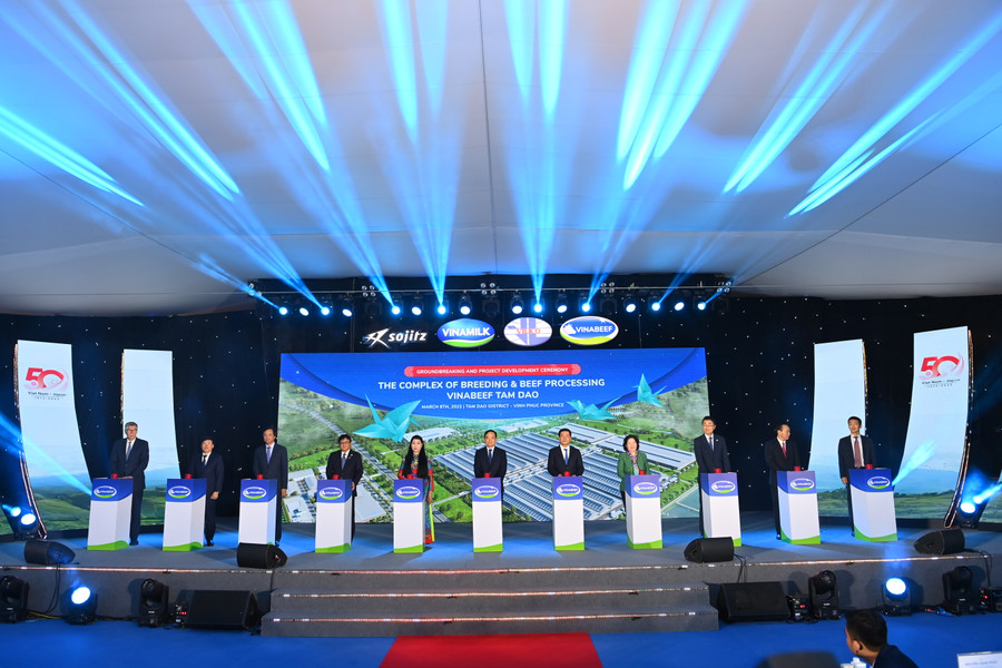 Phó Thủ tướng cùng các đại biểu thực hiện nghi thức khởi công dự án.