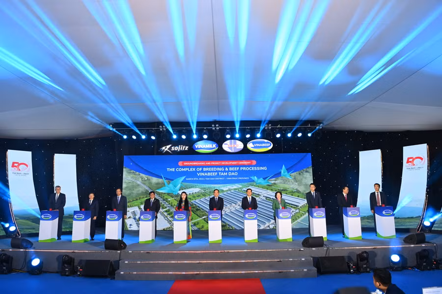 Phó Thủ tướng cùng các đại biểu thực hiện nghi thức khởi công dự án.