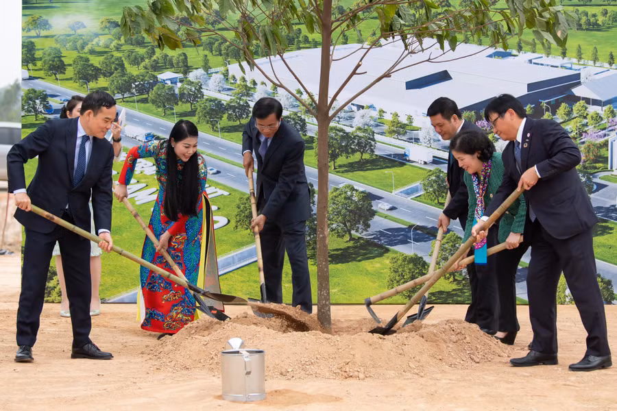 Các đại biểu trồng cây lưu niệm tại khuôn viên dự án