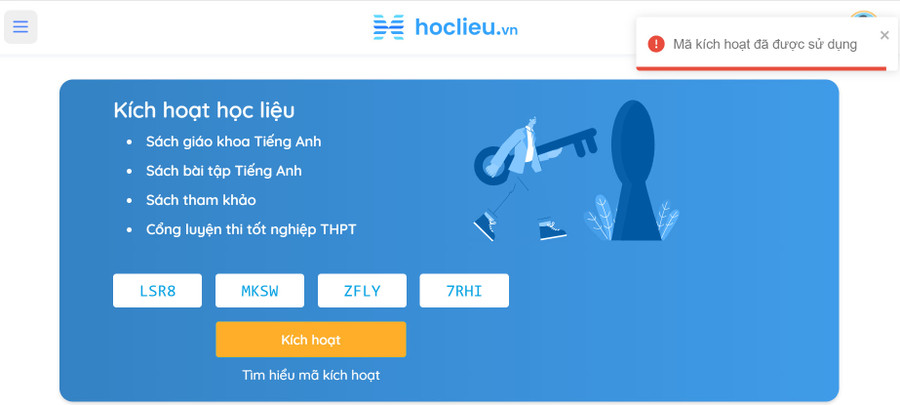 Mã kích hoạt trên sách giả sẽ không sử dụng được Mã kích hoạt trên sách giả sẽ không sử dụng được