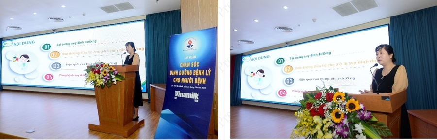 TS.BS. Lưu Thị Mỹ Thục – Trưởng khoa Dinh dưỡng, Bệnh viện Nhi Trung ương - chia sẻ tại buổi tập huấn “Chăm sóc dinh dưỡng bệnh lý cho người bệnh” do Vinamilk đồng hành cùng Câu lạc bộ Điều dưỡng trưởng Việt Nam tổ chức tại TPHCM hôm 21/10. TS.BS. Lưu Thị Mỹ Thục – Trưởng khoa Dinh dưỡng, Bệnh viện Nhi Trung ương - chia sẻ tại buổi tập huấn “Chăm sóc dinh dưỡng bệnh lý cho người bệnh” do Vinamilk đồng hành cùng Câu lạc bộ Điều dưỡng trưởng Việt Nam tổ chức tại TPHCM hôm 21/10.