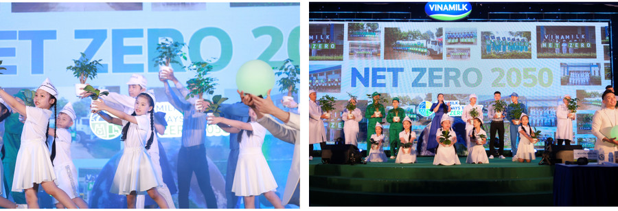 Các nhân viên nhà máy và trang trại cùng tham gia tiết mục biểu diễn bài hat Heal the world với các em thiếu nhi, thể hiện sự đồng lòng cho mục tiêu Net Zero vì một trái đất tươi đẹp, bền vững hơn. Các nhân viên nhà máy và trang trại cùng tham gia tiết mục biểu diễn bài hat Heal the world với các em thiếu nhi, thể hiện sự đồng lòng cho mục tiêu Net Zero vì một trái đất tươi đẹp, bền vững hơn.