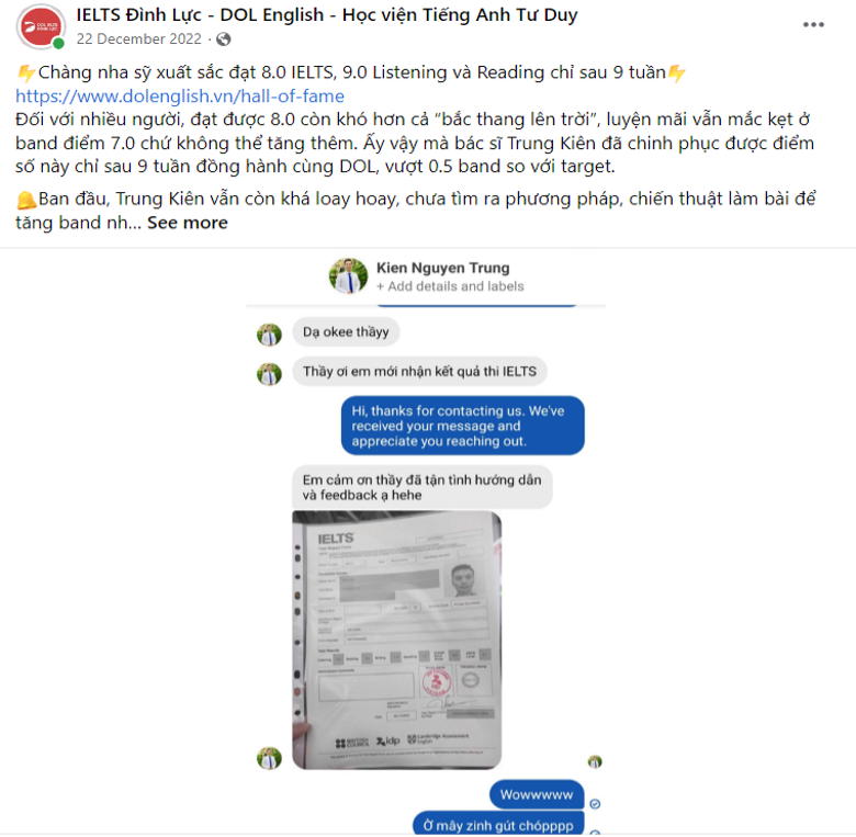 Bác sĩ Nguyễn Trung Kiên vừa đạt 8.0 IELTS Bác sĩ Nguyễn Trung Kiên vừa đạt 8.0 IELTS