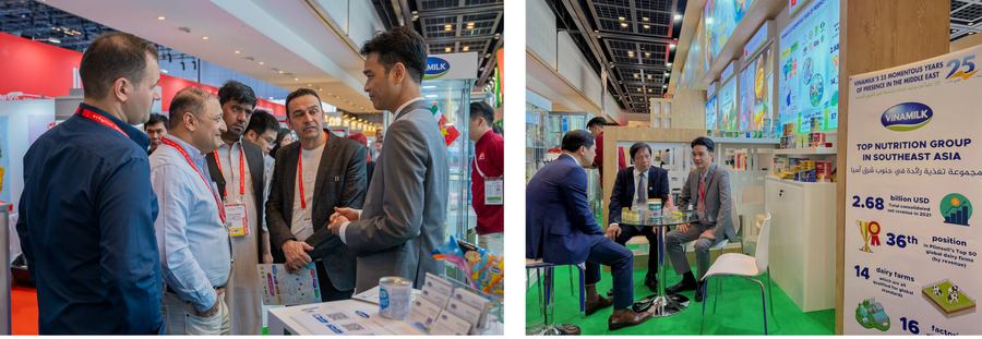 Tại Gulfood, các khách hàng đến từ Trung Đông biết đến Vinamilk qua các bảng xếp hạng quốc tế đã chủ động tới tìm kiếm các cơ hội giao thương với doanh nghiệp. Tại Gulfood, các khách hàng đến từ Trung Đông biết đến Vinamilk qua các bảng xếp hạng quốc tế đã chủ động tới tìm kiếm các cơ hội giao thương với doanh nghiệp.