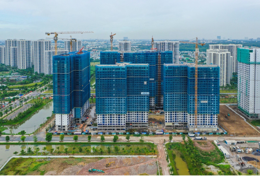 Tiến độ của LUMIÈRE Boulevard cập nhật cuối tháng 2. Ảnh: Masterise Homes