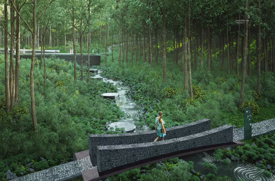 Thác 9 tầng tại Khu vực mộ bà Hoàng Thị Loan.