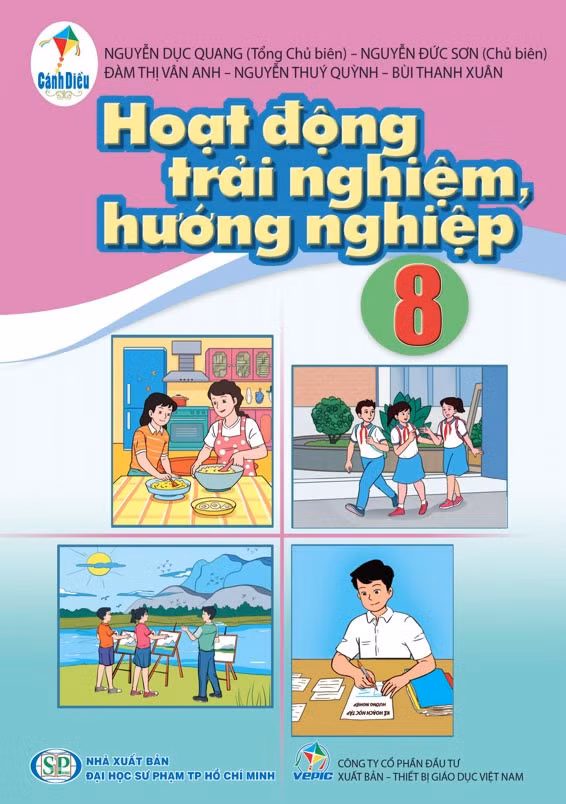 SGK Hoạt động trải nghiệm, hướng nghiệp 8 bộ Cánh Diều được kết hợp hài hoà giữa kênh hình và kênh chữ, màu sắc sinh động, hướng dẫn ngắn gọn, rõ ràng giúp học sinh hứng thú.