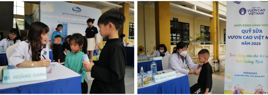 Các em học sinh tại trường tiểu học Húc Động được các bác sĩ của Vinamilk thăm khám sức khỏe và dinh dưỡng. Các em học sinh tại trường tiểu học Húc Động được các bác sĩ của Vinamilk thăm khám sức khỏe và dinh dưỡng.