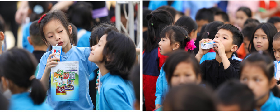 Các em học sinh trường tiểu học Húc Động thỏa thích thưởng thức những Hộp sữa thơm ngon tại sự kiện. Các em học sinh trường tiểu học Húc Động thỏa thích thưởng thức những Hộp sữa thơm ngon tại sự kiện.