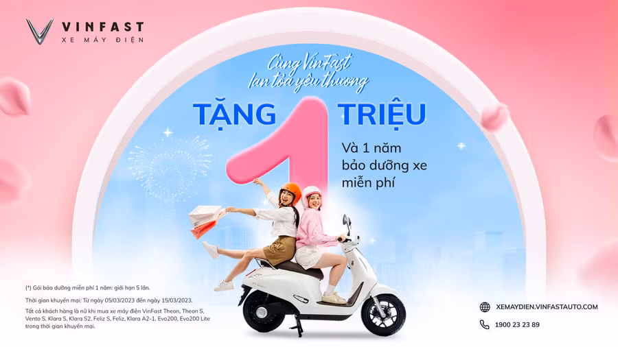 Nhân đôi quà tặng cho chị em phụ nữ khi mua xe máy điện VinFast dịp 8/3