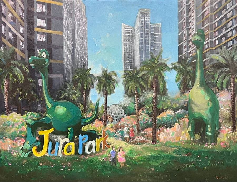 “Khám Phá” - tranh acrylic trên toan của Trương Thế Linh. “Khám Phá” - tranh acrylic trên toan của Trương Thế Linh.