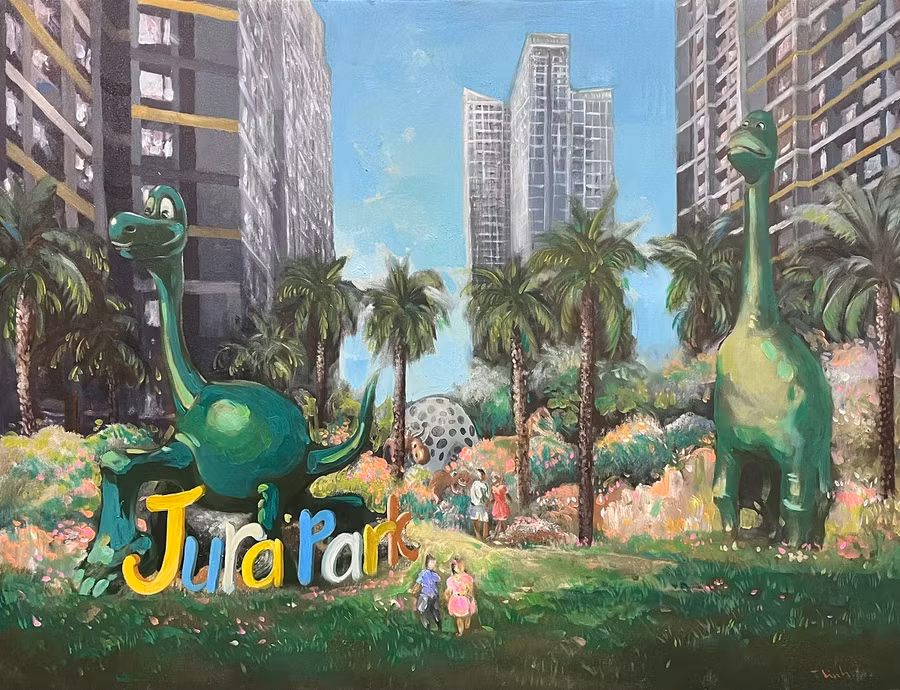 “Khám Phá” - tranh acrylic trên toan của Trương Thế Linh.