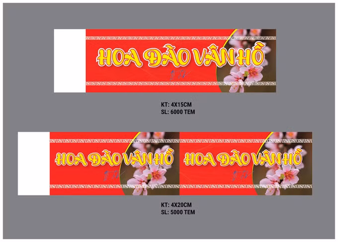 Mẫu tem huyện Vân Hồ, tỉnh Sơn La đề xuất dán cho hoa đào xuất xứ từ địa phương. Ảnh: TTVH