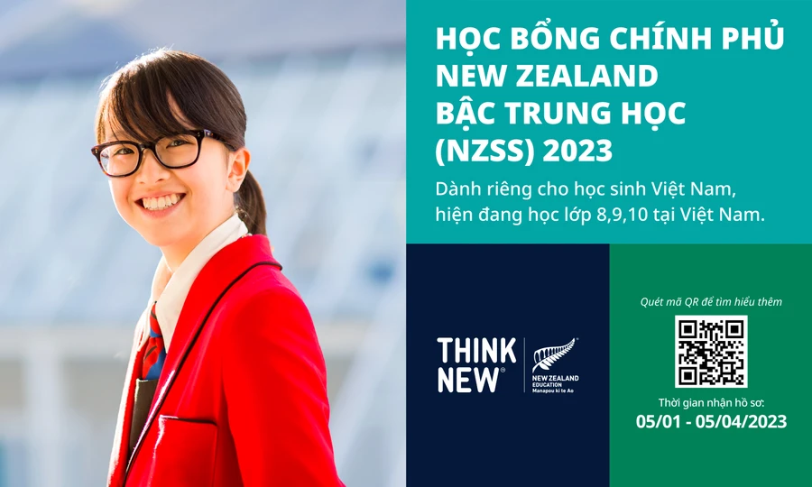 Học bổng Chính phủ New Zealand bậc trung học (NZSS) 2023 chính thức nhận hồ sơ đến hết ngày 5/4/2023.