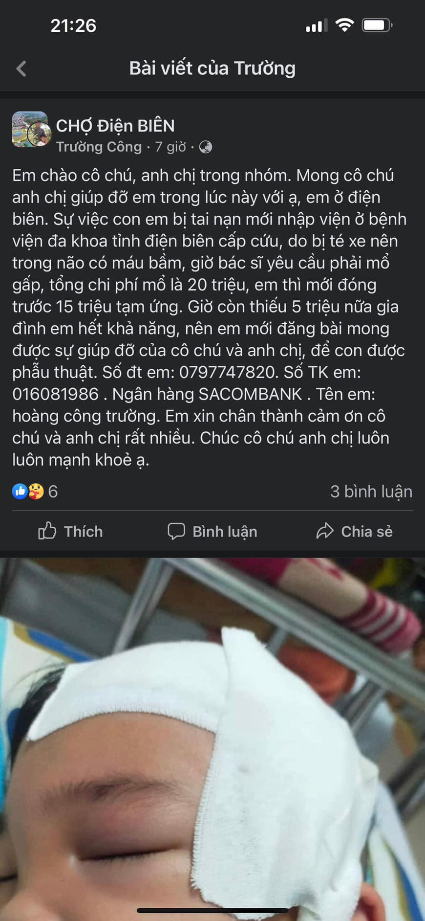 Nội dung bài kêu gọi "từ thiện" được cho là có dấu hiệu lừa đảo. (Ảnh: Phòng Công tác xã hội, Bệnh viện Đa khoa tỉnh Điện Biên) Nội dung bài kêu gọi "từ thiện" được cho là có dấu hiệu lừa đảo. (Ảnh: Phòng Công tác xã hội, Bệnh viện Đa khoa tỉnh Điện Biên)