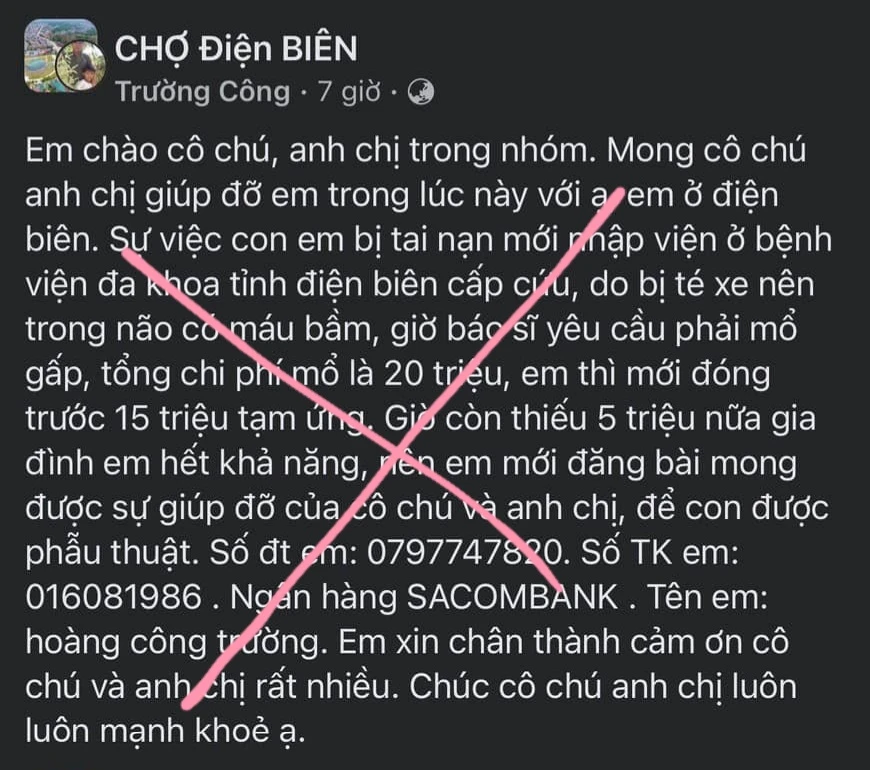 Hình ảnh bài viết được cho rằng có dấu hiệu lừa đảo.