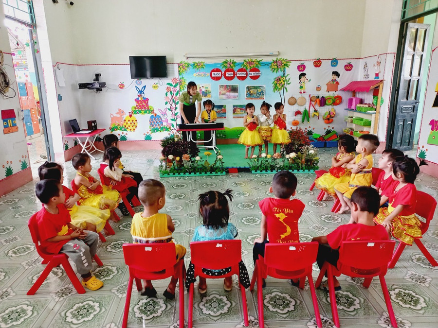 Cô trò biểu diễn tiết Âm nhạc. Cô trò biểu diễn tiết Âm nhạc.