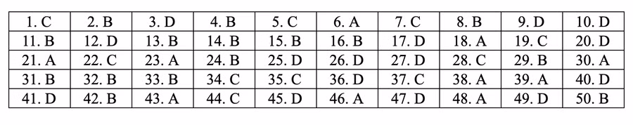 Đáp án tham khảo môn Toán thi THPT quốc gia 2019 tất cả mã đề
