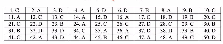 Đáp án tham khảo môn Toán thi THPT quốc gia 2019 tất cả mã đề