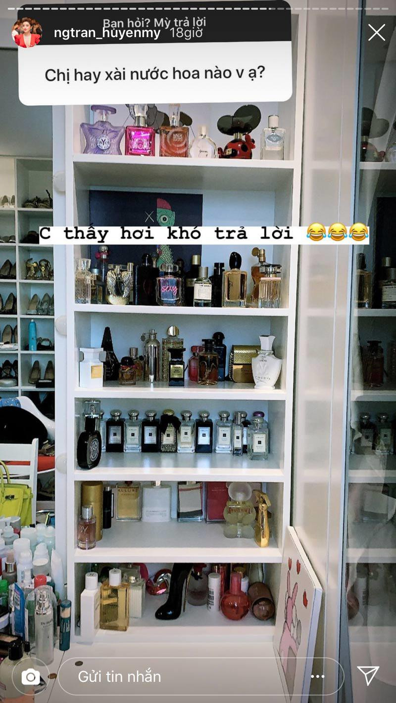 Á hậu Huyền My tiết lộ bộ sưu tập nước hoa “khủng” không kém Trấn Thành ảnh 2 fan hoi loai nuoc hoa hay dung, a hau rich kid dua nguyen bst gay choang vang the nay day - 2