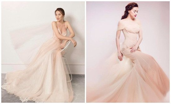 Đàm Thu Trang đăng trạng thái lạ sau khi bị chê “lép vế” trước Hồ Ngọc Hà ảnh 4 Chiếc váy hồng nude bị cho là giống Hồ Ngọc Hà