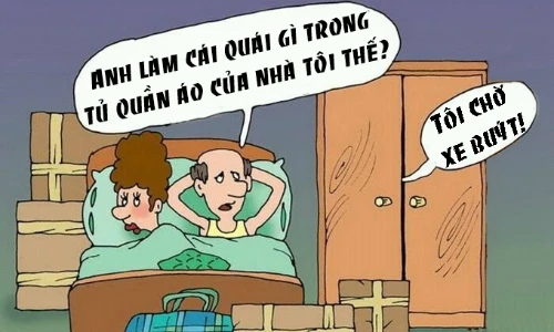 Chờ xe buýt trong tủ quần áo