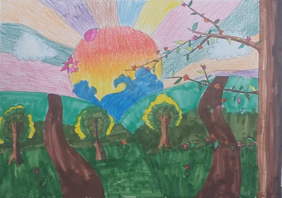 Hơn 100 học sinh Hà Nội thi vẽ 'Những sắc màu cuộc sống' ảnh 4