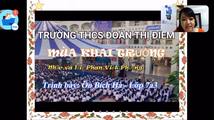 Trường THCS Đoàn Thị Điểm (quận Ninh Kiều) tổ chức tựu trường trực tuyến.