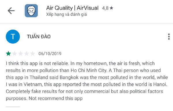 Vì sao ứng dụng AirVisual bị chặn ở Việt Nam? ảnh 2 Vì sao ứng dụng AirVisual bị chặn ở Việt Nam?