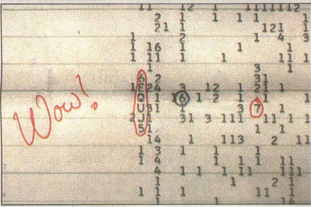 Bút tích của TS Jerry Ehman về tín hiệu Wow cách đây 40 năm 