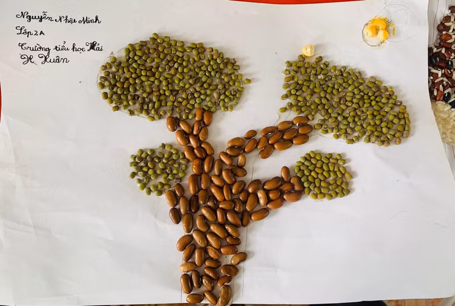 Chỉ với 2 loại hạt đậu xanh và lạc cũng trở thành một tác phẩm nghệ thuật.