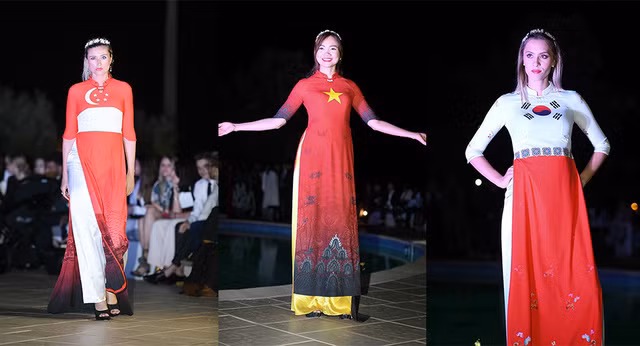 Chia sẻ tại show diễn, nữ chính phim Người đẹp và Quái vật vô cùng ấn tượng với màn trình diễn BST Áo dài quốc kỳ 42 nước.