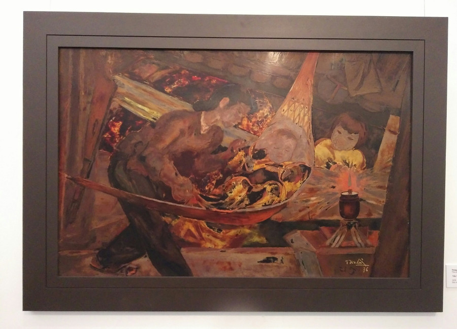 Tác phẩm “Trong lòng đất” của họa sĩ Trần Văn Cẩn. Ảnh: Bình Thanh